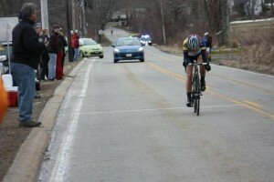 The effort shows as Hayley Wickstrom (Pitt) wins the road race - Photo by Jan Polk
